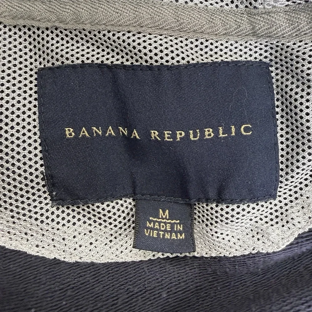 Banana Republic Men's Navy White Full Zip Hooded Jacket Size M Athletic Fit VTG